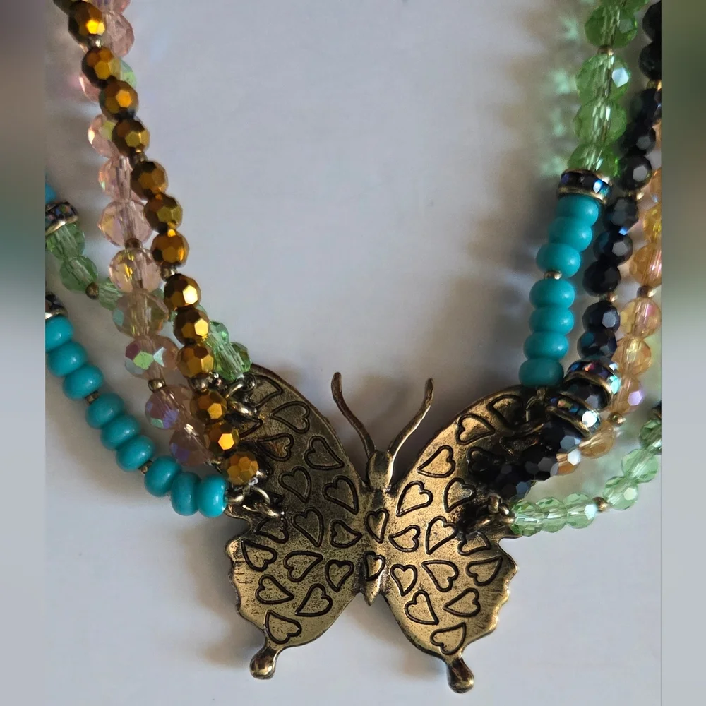 Betsey Johnson Colorful Butterfly Necklace NWT - Picture 10 of 15